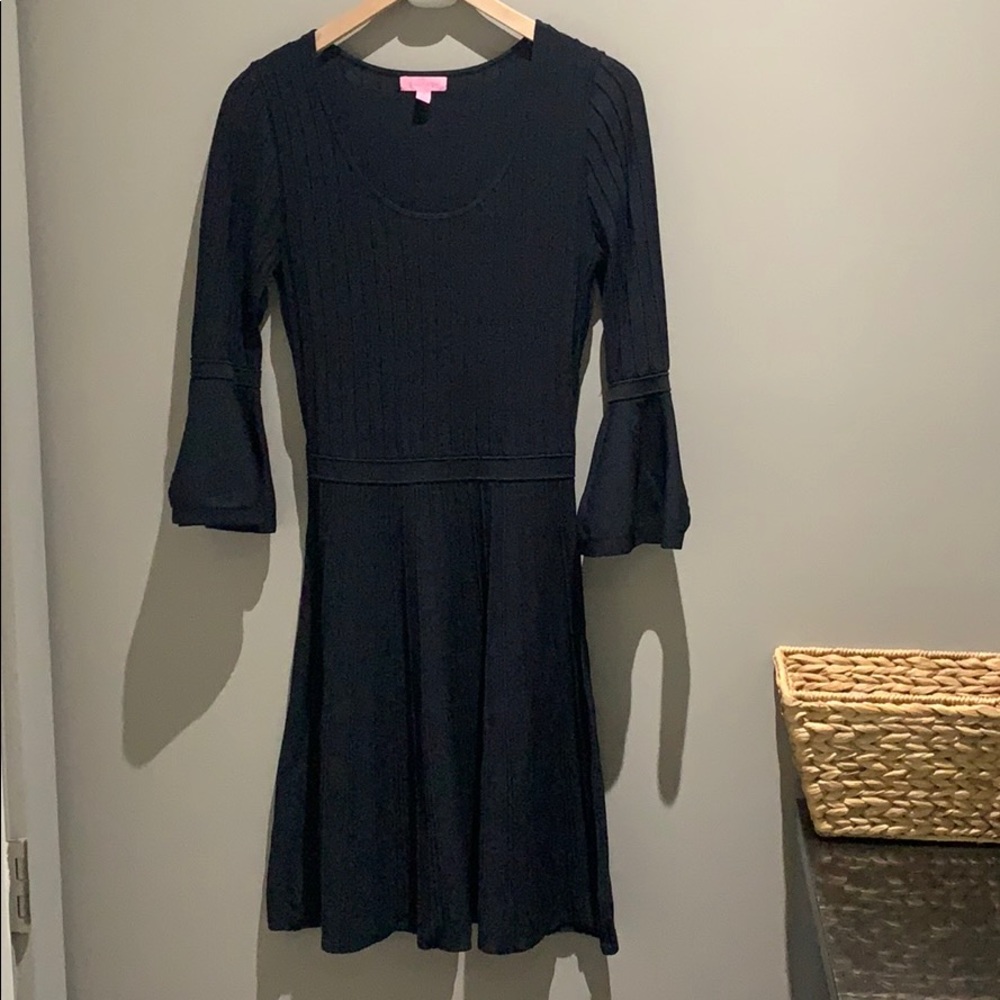 Lilly Pulitzer bell sleeve black dress